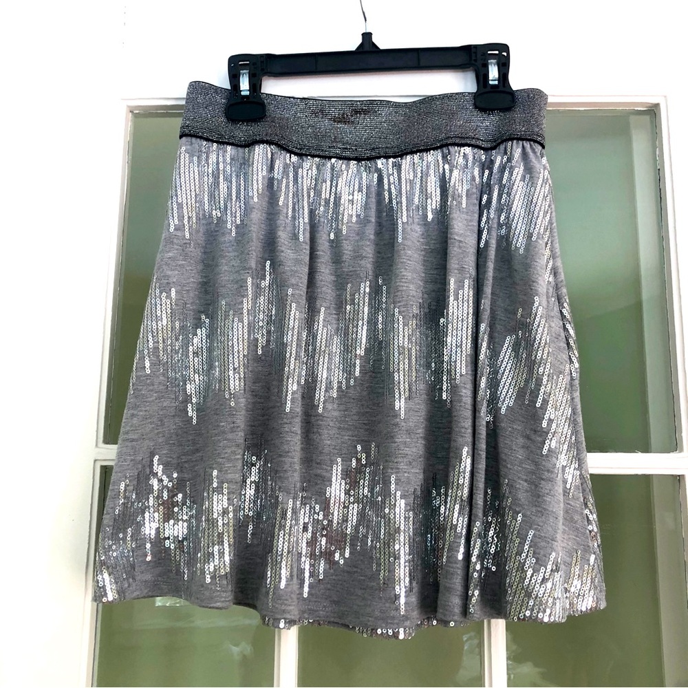 Sequin Skirt, Grey Jersey, Youth 16/Women’s S, EUC